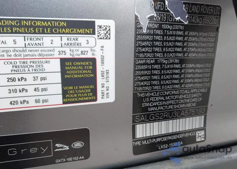 2020 Land Rover Range Rover Hse from USA, damaged, VIN SALGS2RU3LA575193